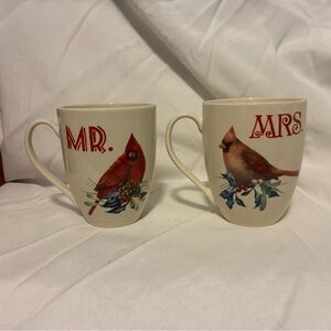 Lenox Winter Greetings Mr. and Mrs. Cardinal Mugs-2 Piece Set